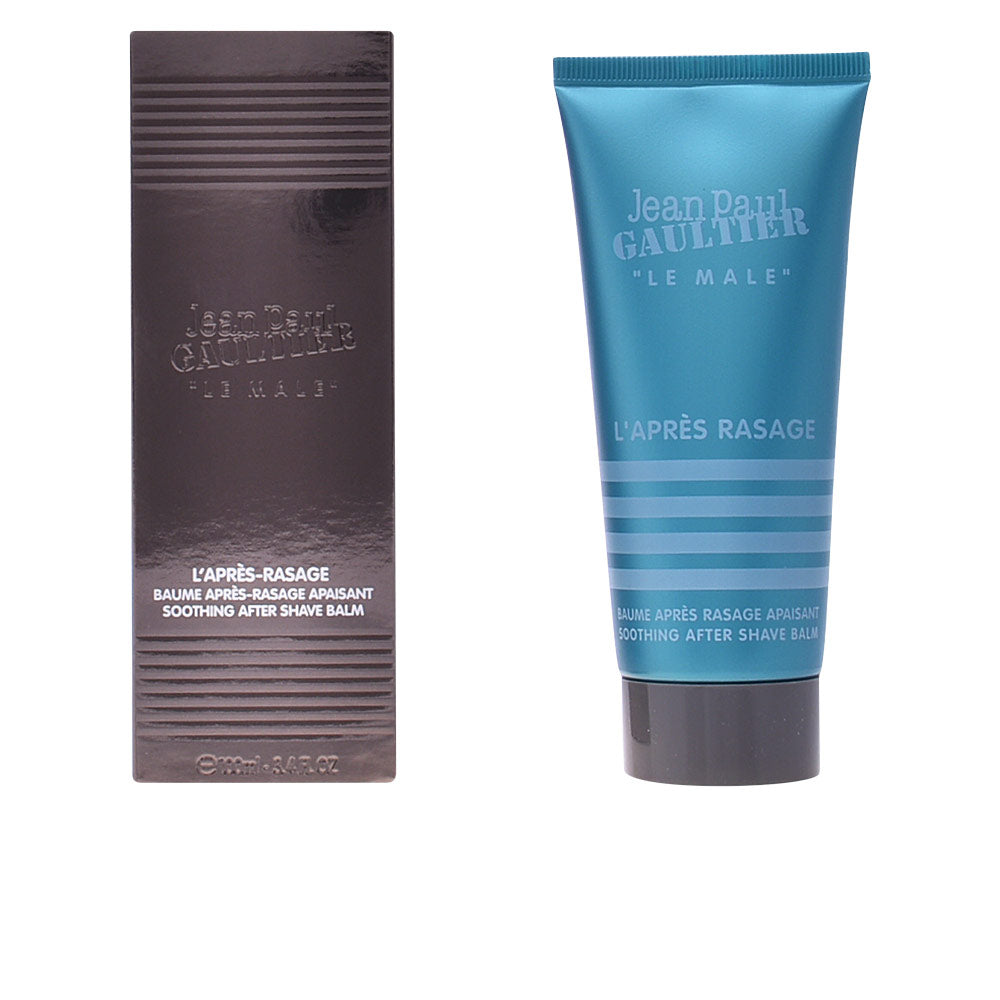 Jean Paul Gaultier Blue and black matte plastic tube with striped design, visible text branding and tube cap