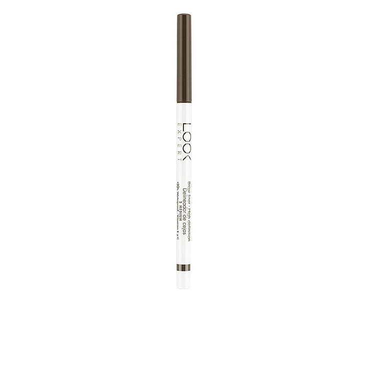 Beter Brown and white slim plastic eyebrow pencil with brown cap, printed text and twist-up mechanism
