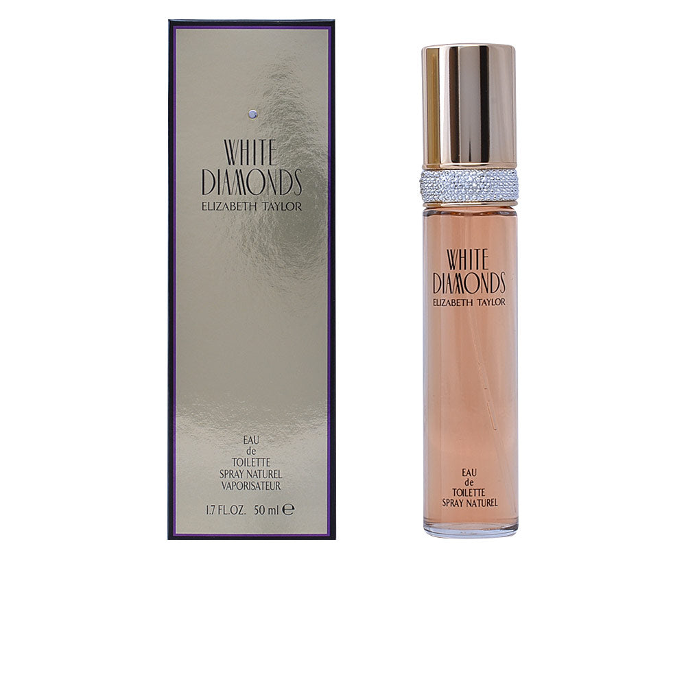 Faceted crystal 50 ml eau de toilette bottle with jewel collar and gold cap