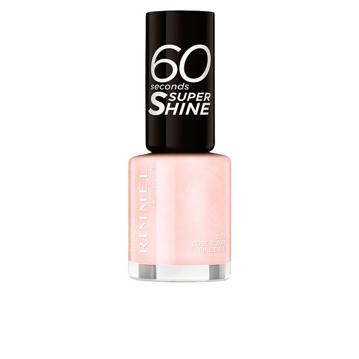Small 8 ml bottle of fast-dry pink nail polish with precision brush