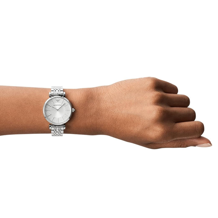 Emporio Armani Silver Crystal Analog Watch