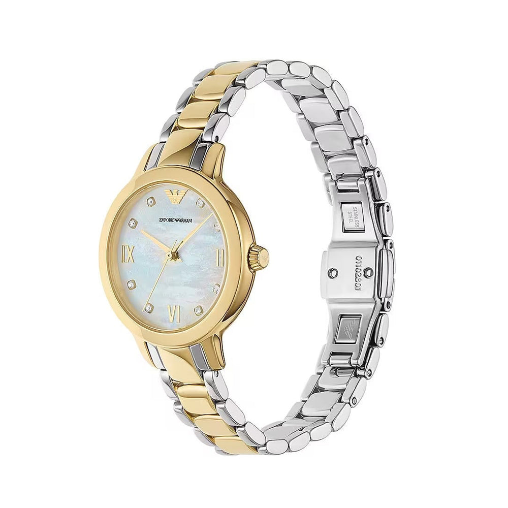 Emporio Armani Two-Tone Crystal Analog Watch