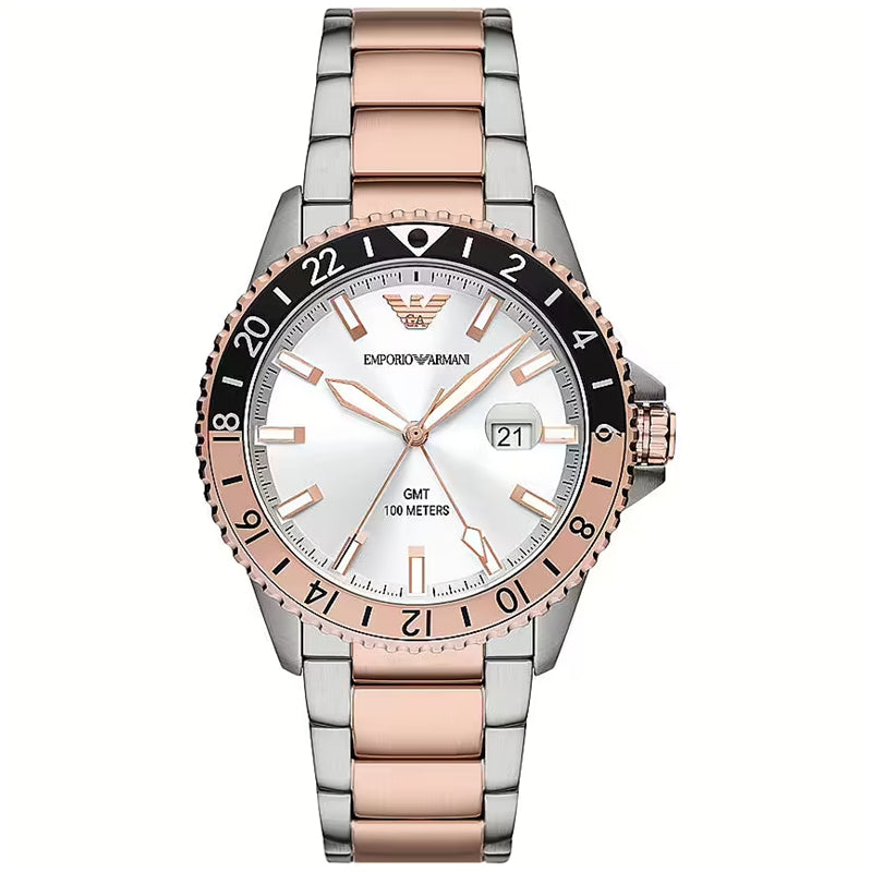 Two-Tone Rose Gold and Silver GMT Precision