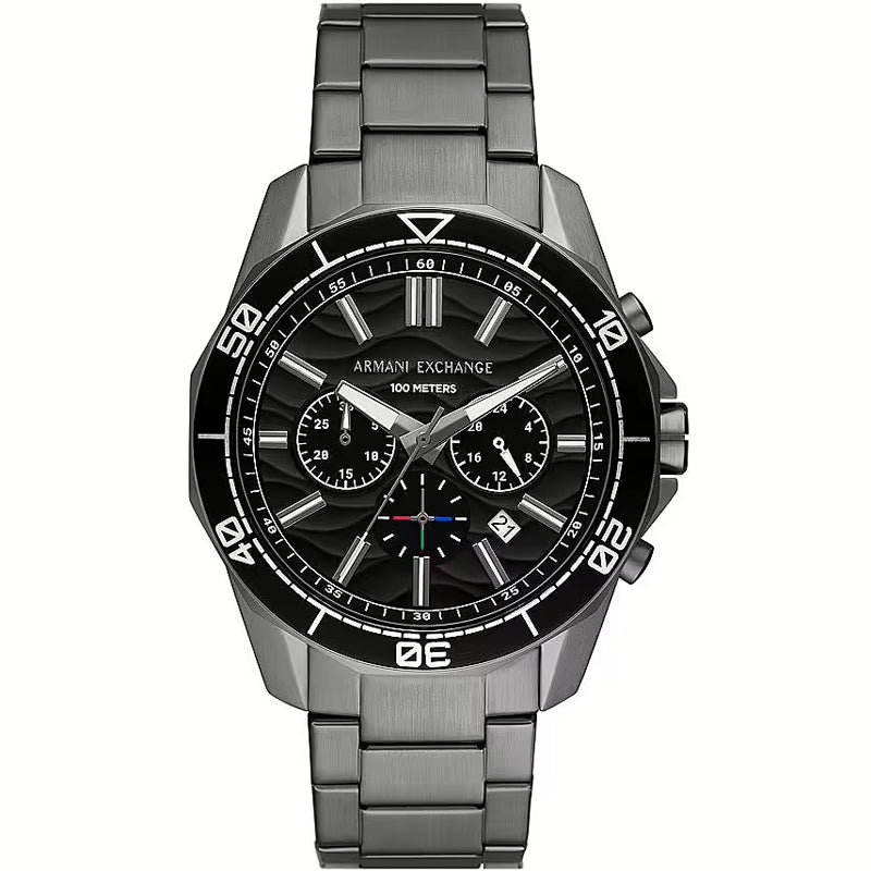 Armani Exchange Black-Silver Chronograph Watch