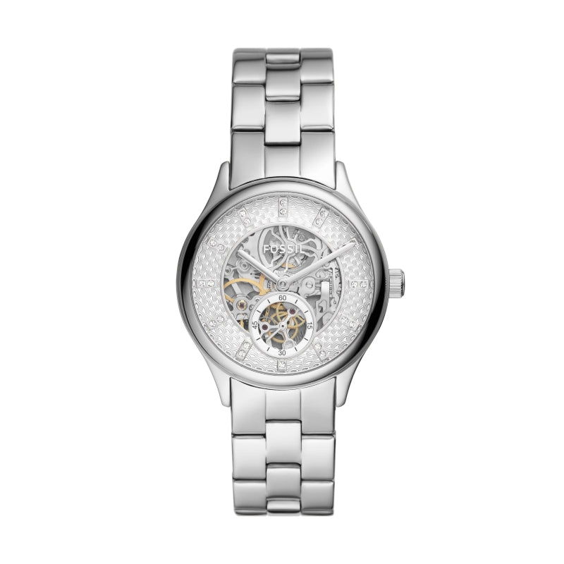 Fossil Skeleton Dial Silver Watch