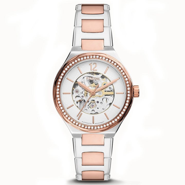 Fossil Rose Gold Skeleton Dial Watch