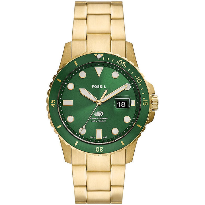 Fossil Diver's Watch in Gold & Green