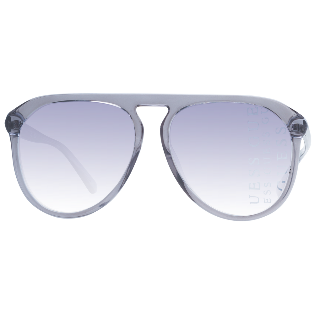 Transparent gray plastic aviator sunglasses with purple gradient lenses and double bridge, Unisex modern design