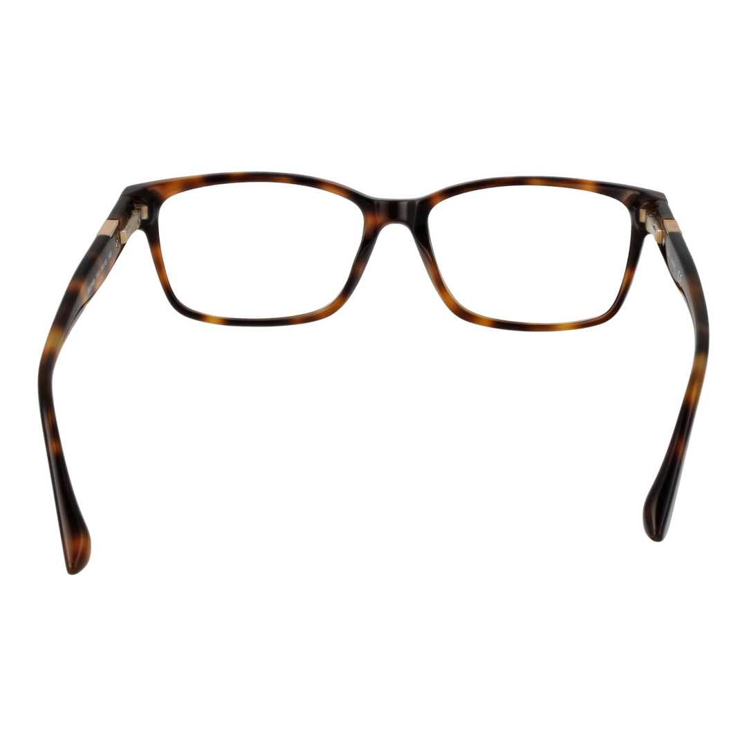 Tortoise brown full-rim rectangular eyeglasses in plastic with metal logo on temples, Unisex style