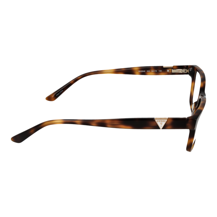 Tortoise brown full-rim rectangular eyeglasses in plastic with metal logo on temples, Unisex style
