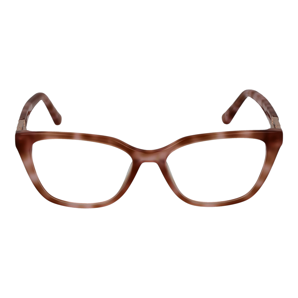 Brown full-rim rectangular eyeglasses with metal G-logo hinge and plastic frame for Women