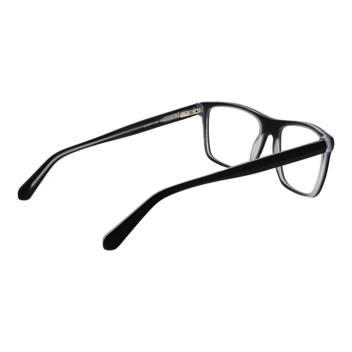 Black full-rim rectangular eyeglasses in modern plastic frame shown front-on and slightly angled