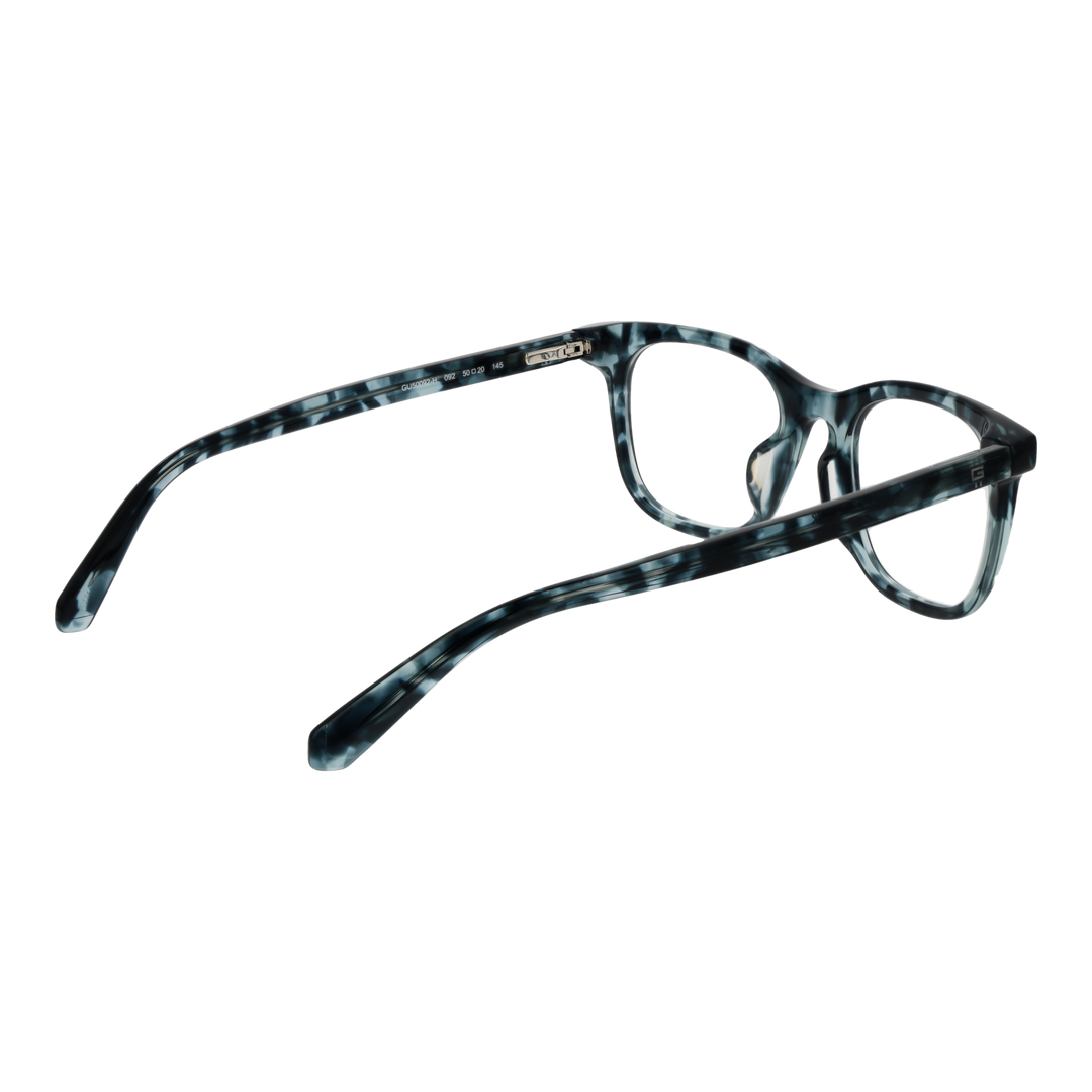 Unisex black and white marbled full-rim square eyeglasses in modern plastic, front view on neutral background