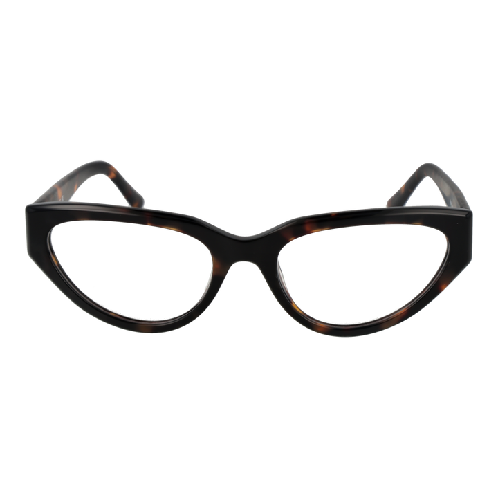 Tortoiseshell and black cat-eye eyeglasses in plastic with logo on temple, women&