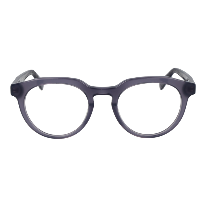 Dark purple transparent round eyeglasses in thick plastic frame, modern Unisex optical style