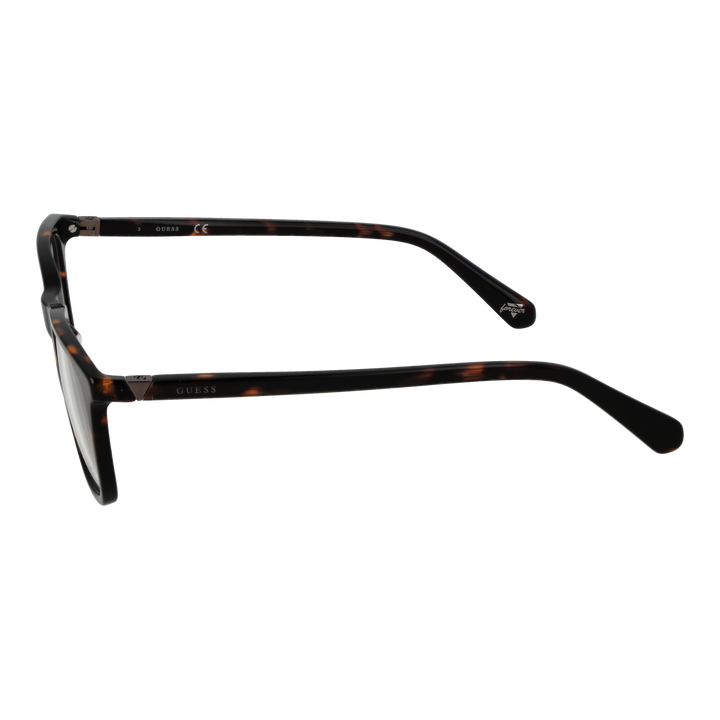 Unisex tortoise shell and black full-rim rectangular eyeglasses with metal hinge accents on neutral background