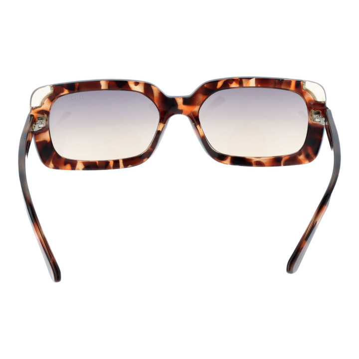 Tortoise brown rectangular sunglasses with gradient lenses and metallic corner accents, Guess logo on temple and lens