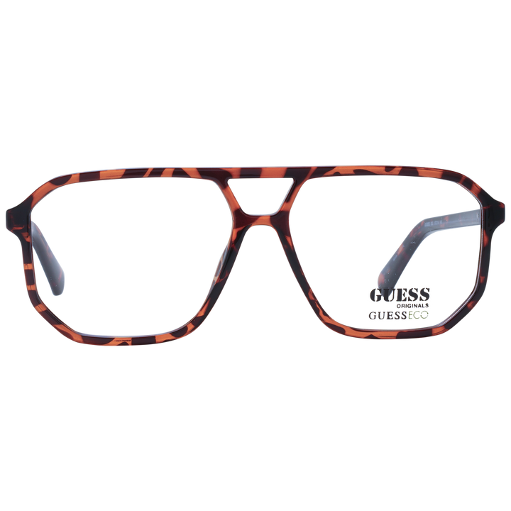 Unisex tortoise shell plastic full-rim square eyeglasses with double bridge on white background