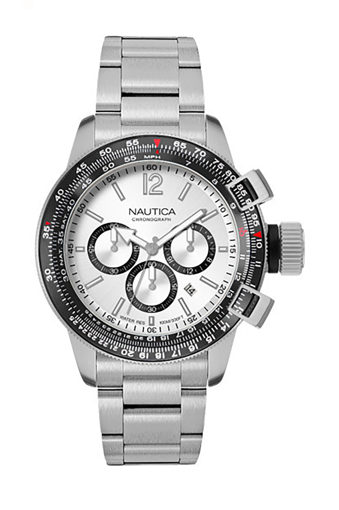 Nautica Chronograph Watch in Silver & Black