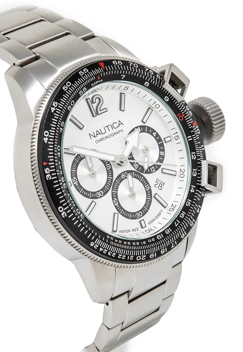 Nautica Chronograph Watch in Silver & Black
