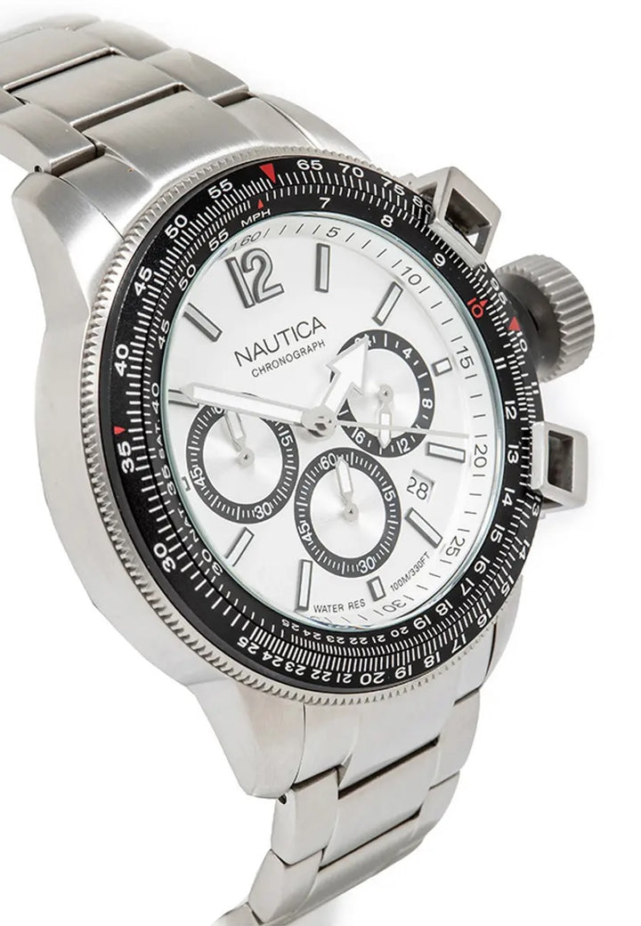 Nautica Chronograph Watch in Silver & Black