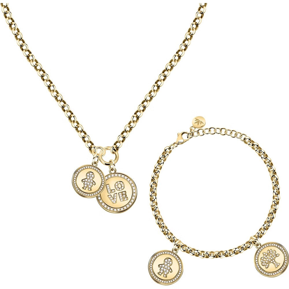 Gold-Tone Crystal Necklace and Bracelet Set
