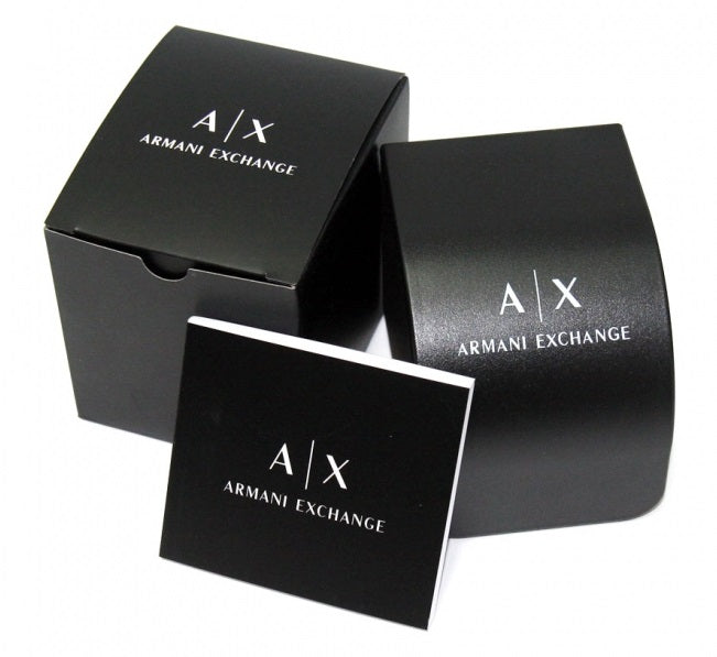 Gold and silver stainless steel chronograph watch with black dial on metal bracelet, 42 mm case