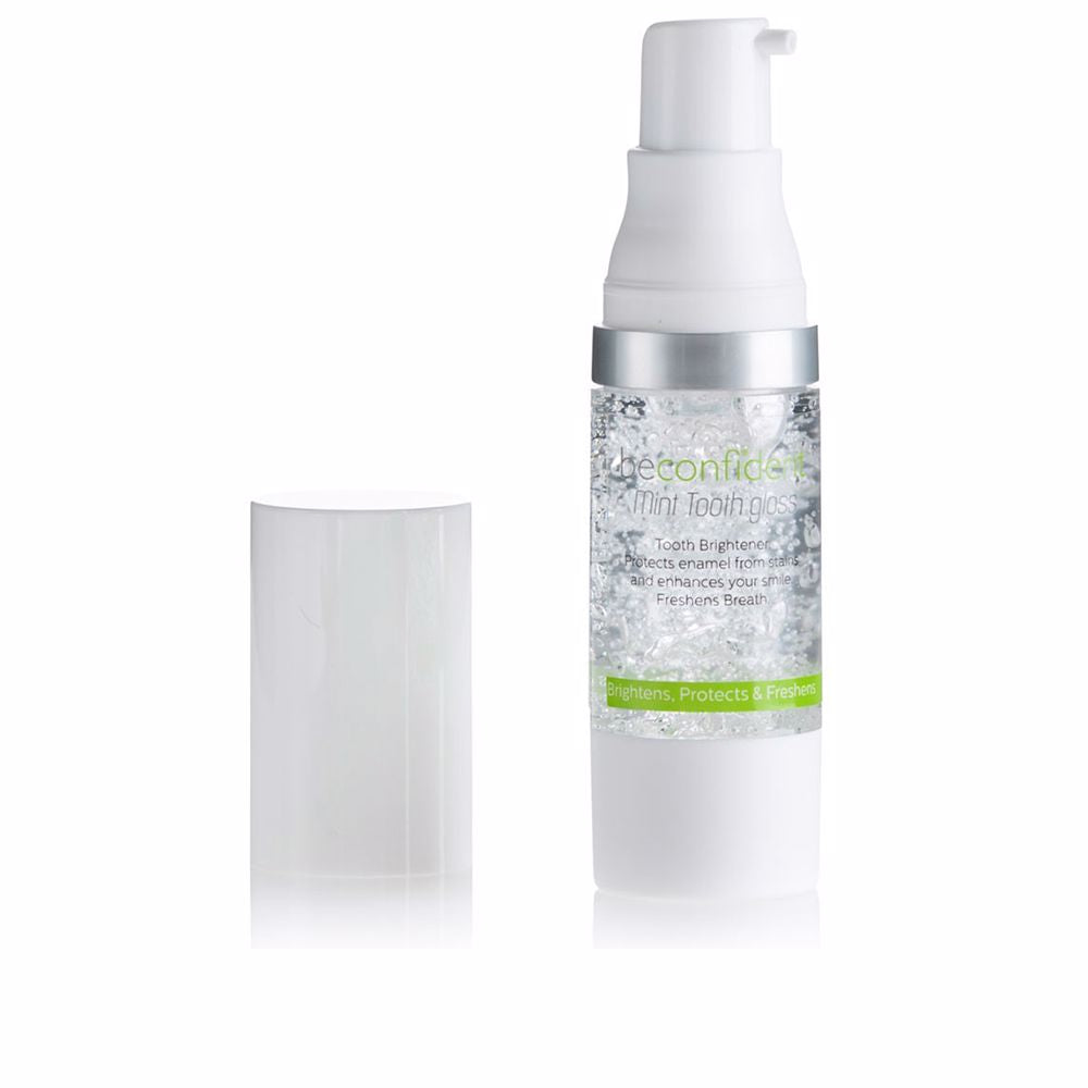 Small 10 ml mint tooth gloss tube with fine applicator, sheer glossy finish