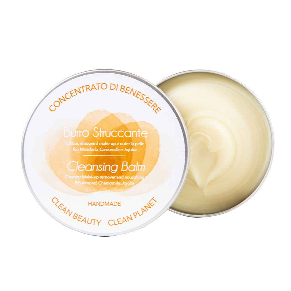 100 g solid cleansing balm jar with creamy texture, oil-to-milk cleanser