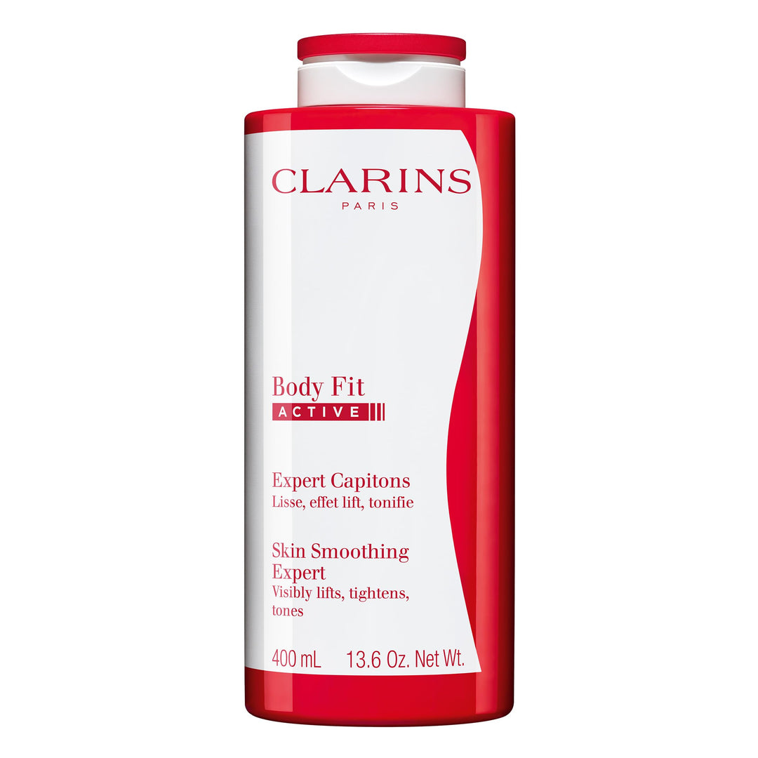 Clarins gel-cream tube with minimalist labeling, pale pearlescent finish and screw-top cap