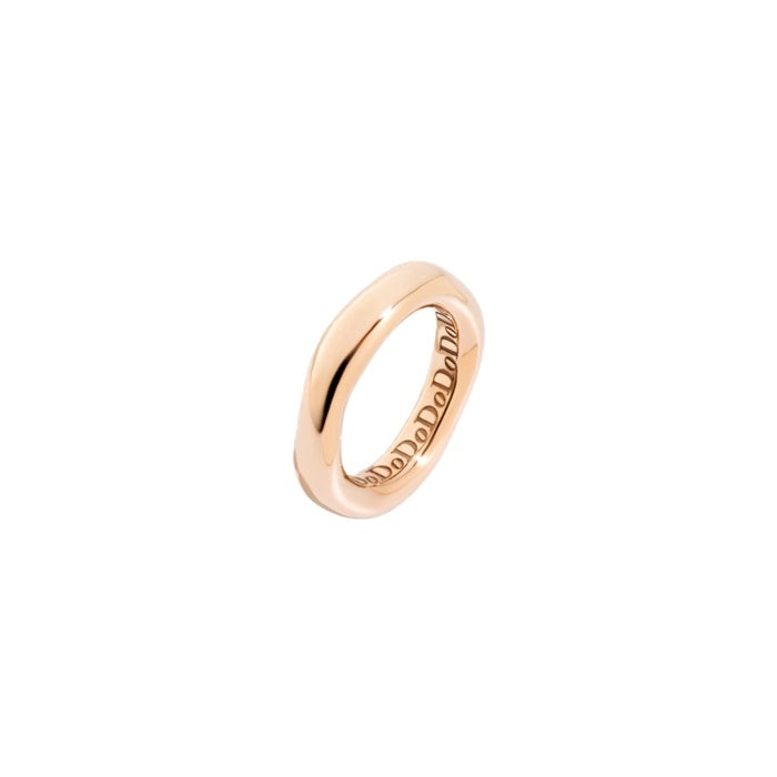 Close-up of a polished rose gold minimalist band ring reflecting light on a neutral background, Unisex design