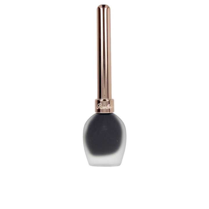 Slim black bottle with fine calligraphy-style brush and brown 5 ml shade