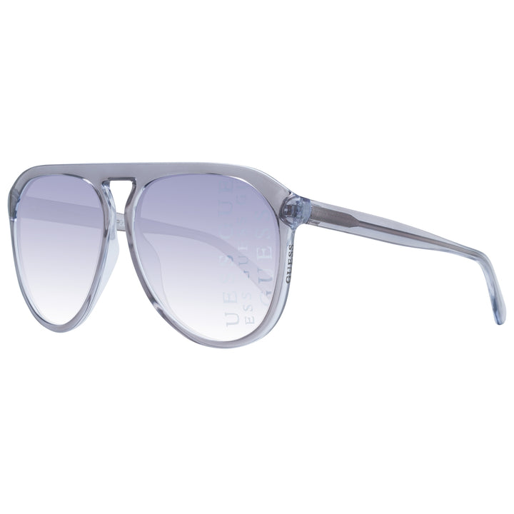 Transparent gray plastic aviator sunglasses with purple gradient lenses and double bridge, Unisex modern design