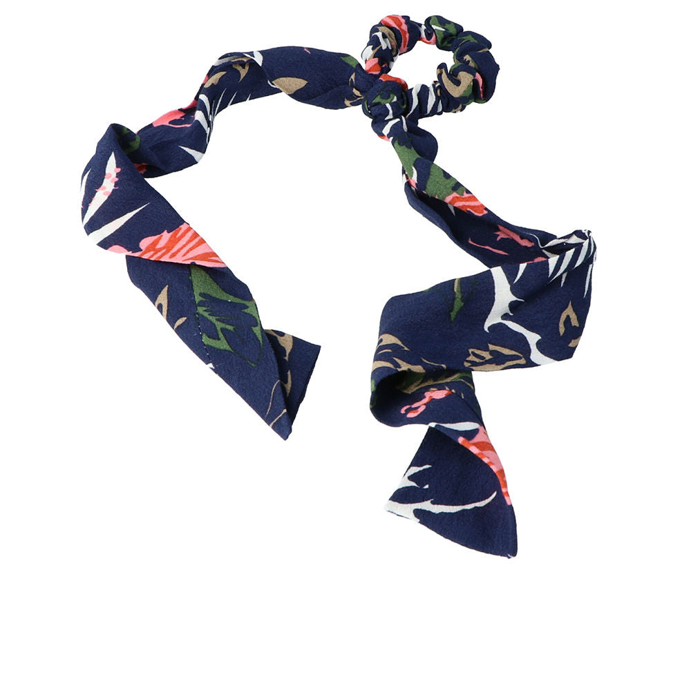 Printed scarf scrunchie with 35 cm attached scarf in tropical colourway, Unisex
