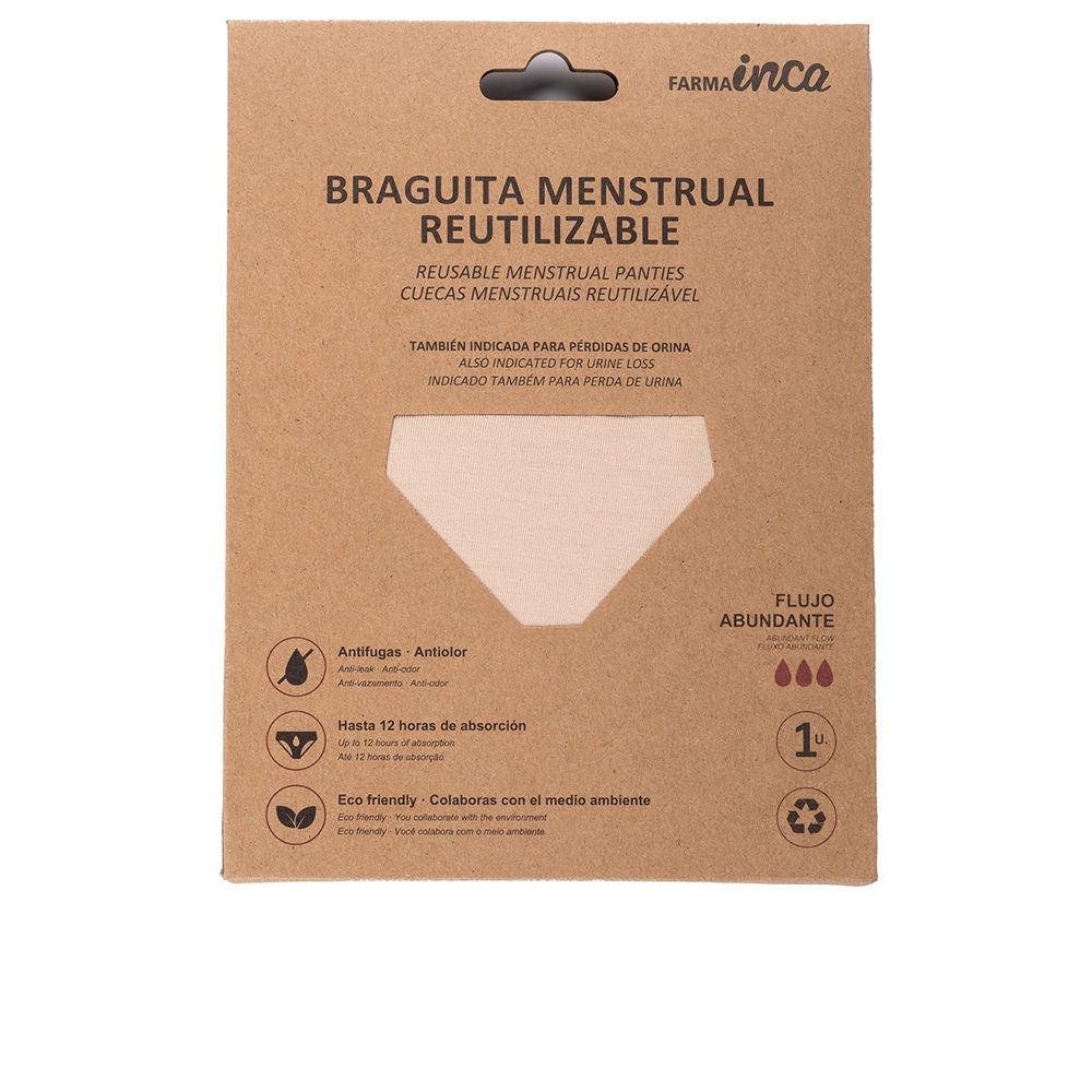 Inca beige menstrual panties with lace trim, tailored cut, multi-layer anti-leak and anti-odor design