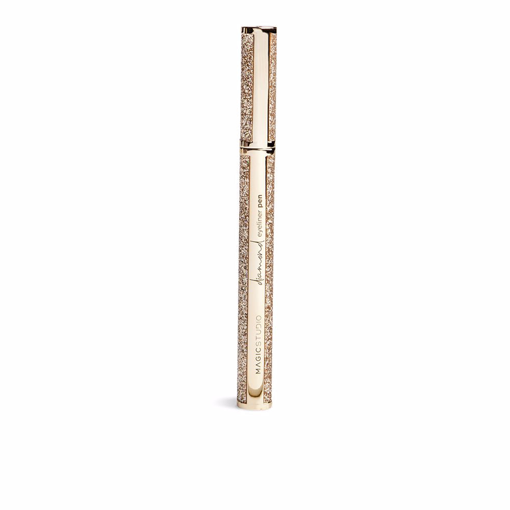 Slim black liquid eyeliner pen with glitter-flecked jet-black stroke