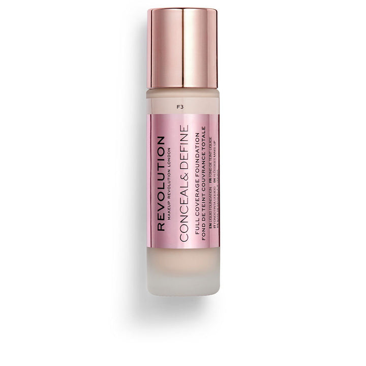 Glass bottle foundation in shade F9 with applicator, 23 ml, semi-matte finish