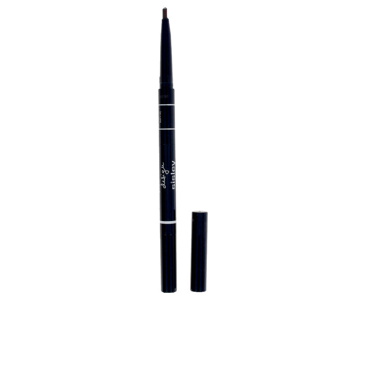 Compact eyebrow tool with triangular pencil, spoolie and under-arch highlighter sponge