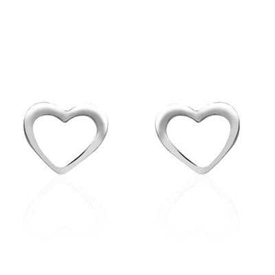 Stroili Silver Heart Earrings: pair of polished silver hollow-heart stud earrings, minimalist design for women